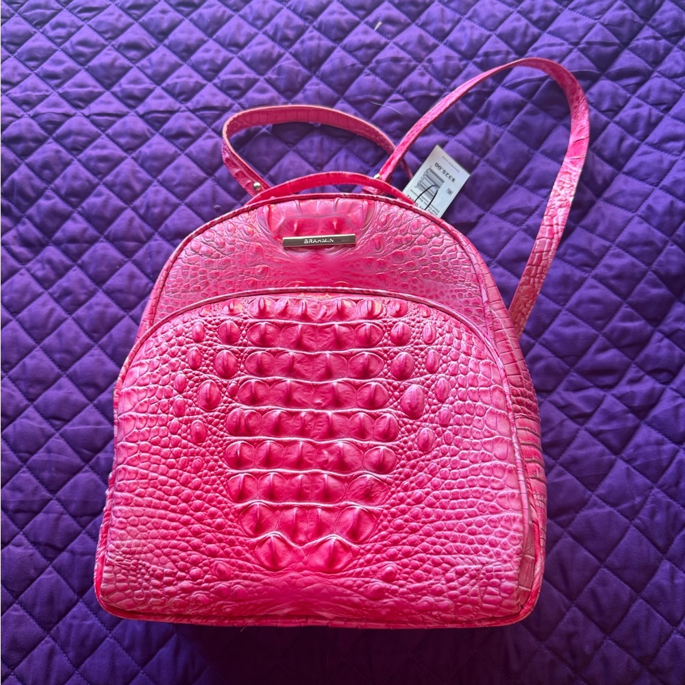 Brahmin Vibrant Pink Textured Backpack